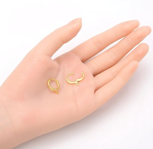 Miniatura 2 de 100 piezas Adabele hipoalergénicas resistentes al deslustre de 0.630 in (0.63 pulgadas) redondas arracadas Huggie ganchos para aretes con alambre de