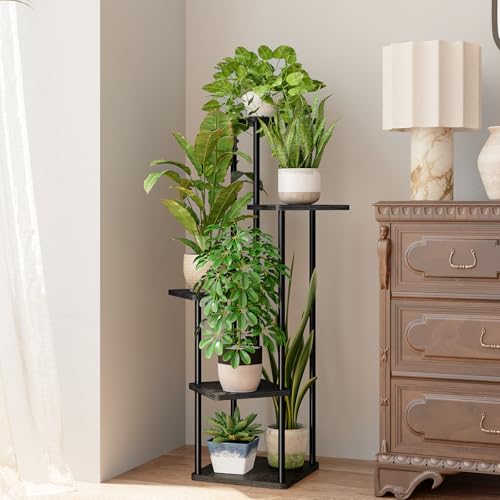 Image of Bamworld Black Plant Stand Indoor Corner Plant Shelf for Multiple Plants