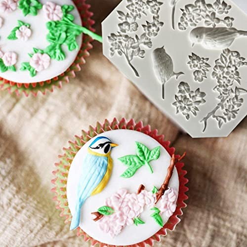 Fantasybear 3Pcs Mold Set Blossoms Butterfly And Birds Silicone Molds, For Cake Decoration,Chocolate Fondant,Cupcake Topper,Polymer Clay, Crafting Projects,Resin Jewelry Casting #TOP1