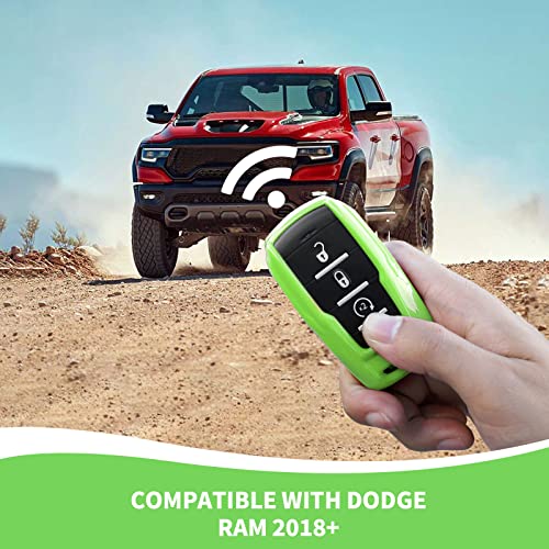 Image of RAZPOY for RAM Key Fob Cover, ABS Key Case Cover Holder Protector Compatible with for 2018-2023 Dodge RAM 1500 2500 3500, Light Green