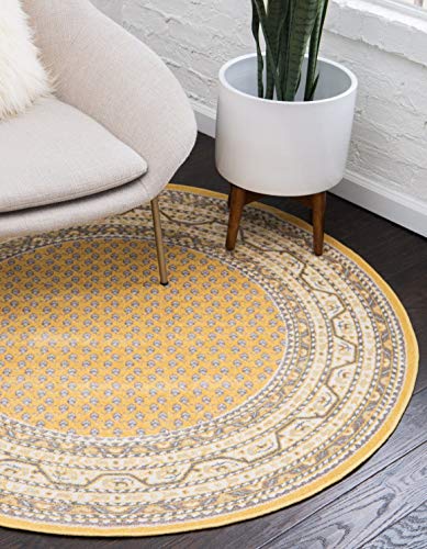 Tapete redondo amarillo beige 155x155 cm Unique Loom miniatura 1