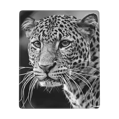 GSGCSBYMLG Tapis de souris lavable avec bords cousus délicats Motif léopard Noir/blanc 17,8 x 22,9 cm