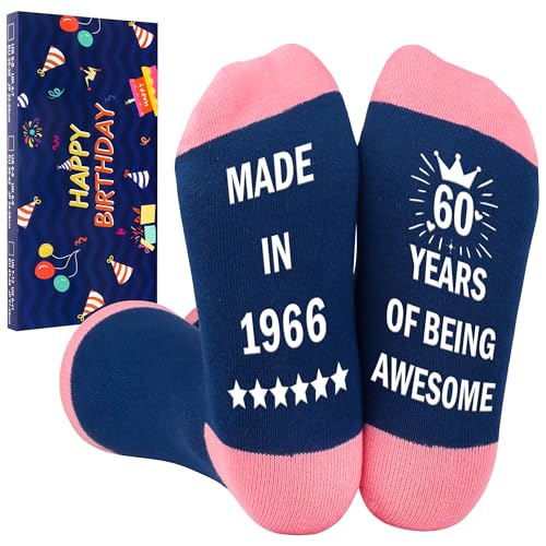 Belloxis 60th Birthday Gifts for Women Grip Socks 60th Birthday Gifts for 60 Year Old Woman for Her Mum Cosy Cotton Socks