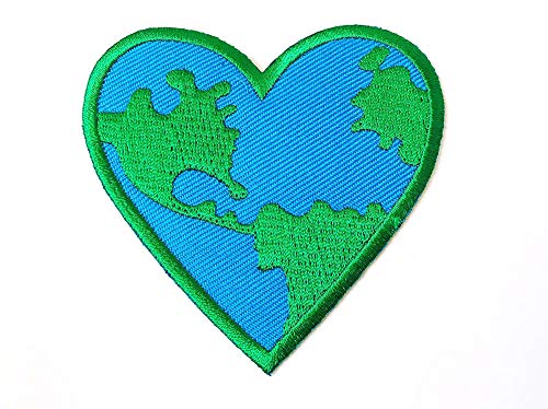 Pack of 2 Love Earth, Heart Logo Iron on Patches