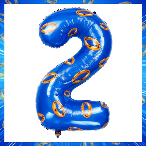 Image of Number 40 Inch Blue and Gold Ring Balloon Birthday Number Decoration Aluminum Film Balloon Suitable for Boys and Girls Blue Theme Party Cartoon Party Decoration Supplies (2)