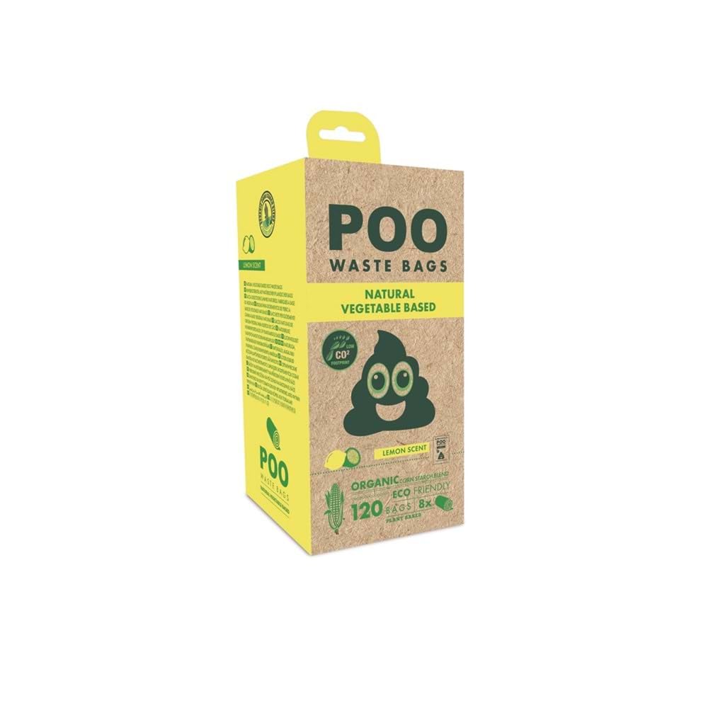 M-Pets Poo Pecal Bags 15 Sheets Lemon Scented 8 Pack