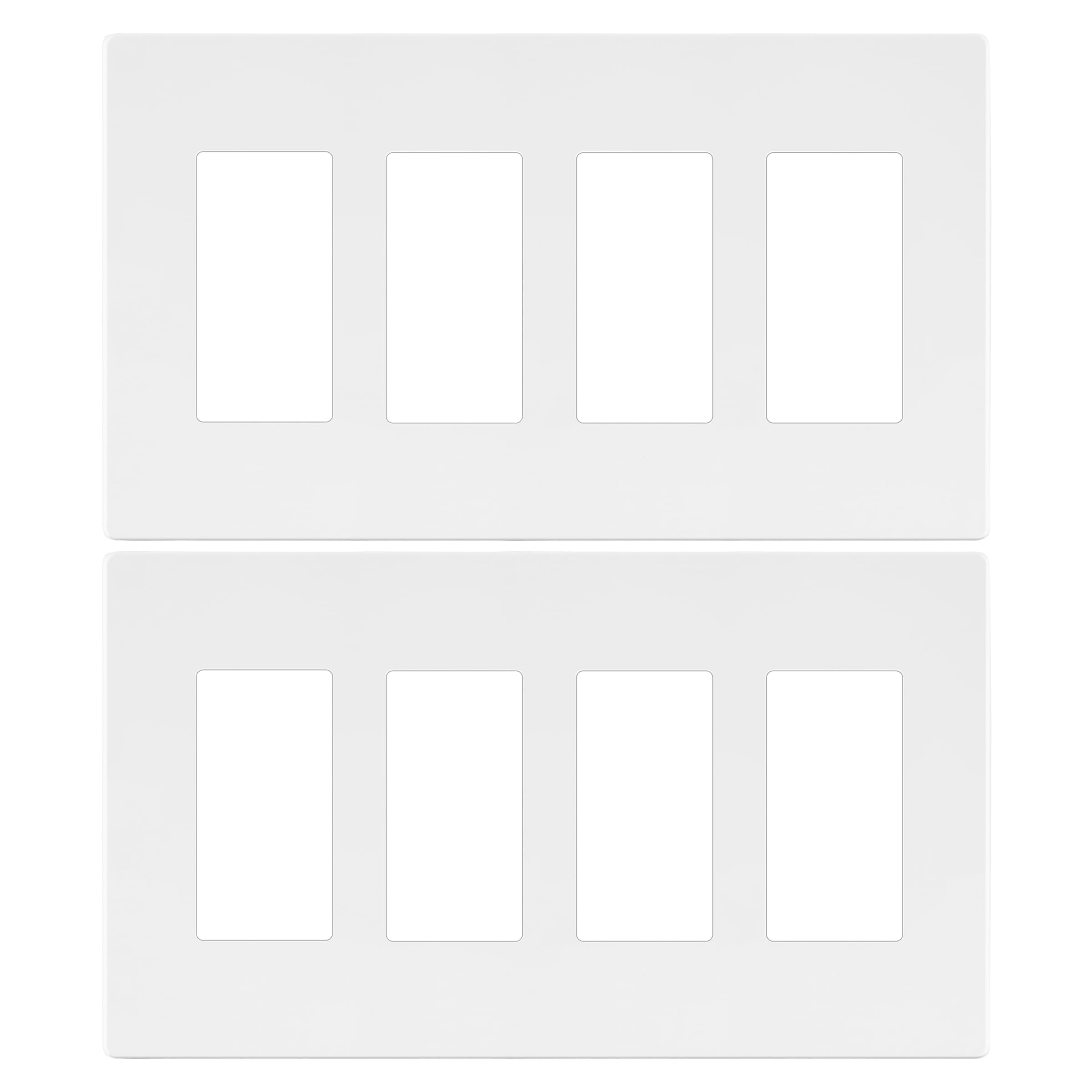 LIDER Quadruple Decorator Switch Cover, Mid-Size 4-Gang, 2-Pack