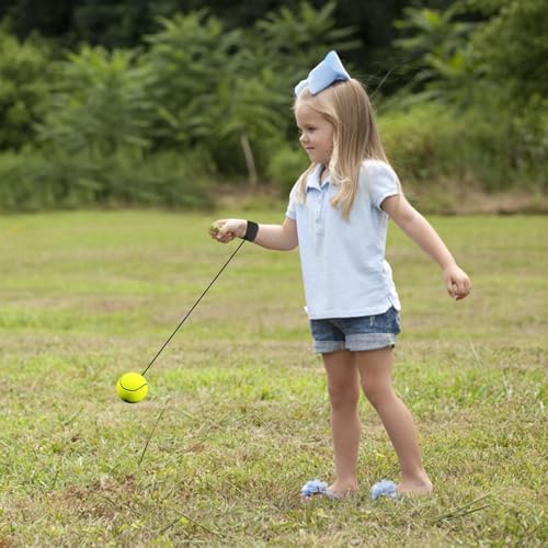 4 Stücke Springball mit Schnur Kinder,Tennisball mit Schnur,Ball an Schnur Kinder,Bounce Ball,Ballmit Gummiband,Moonball mit Band fürKinder,Erwachsene Spielen&Handgelenkübungen,Langlebiges Material