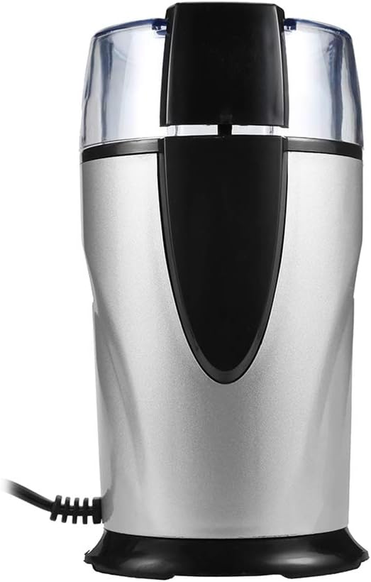 Electric Coffee Grinder, 220-240V Stainless Steel Transparent Top One Touch Bean Grinding Miller Grain Seasoning Coffee Grinding Machine Anti-Drip System