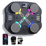Telinin - Máquina de boxeo musical para niños, 2025 nuevo LED Boxeo de pared con guantes de boxeo, 2 modos, 5 velocidades, modo de contar, Bluetooth Music Boxing Machine para el hogar (Negro)
