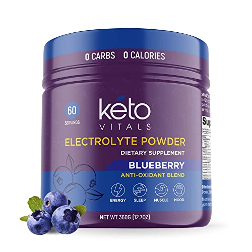 Keto Vitals Electrolyte Powder | Keto-Friendly Electrolytes with Potassium, Magnesium, Sodium, Calcium | Keto Electrolytes Supplement Energy Drink Mix | Sugar-Free, Zero Calories, Zero Carbs
