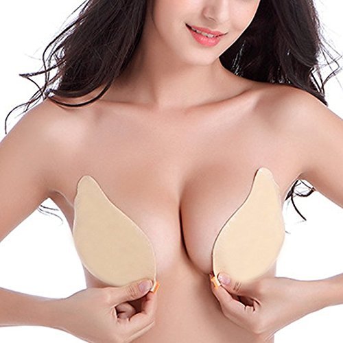 Komene Women's Ultralite Backless Strapless Bra (C, Angel Wing Fleshcolor)