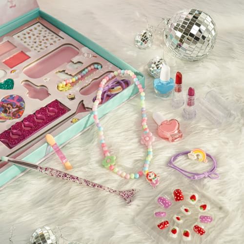 Image of ILEARNNGROW Kids Makeup Kit 28 Piece | Washable Pretend Play Set for Girls 4+ Unicorn
