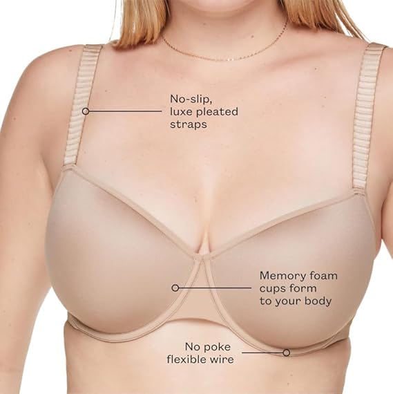 ThirdLove Classic T Shirt Bra, Tshirt Bras for Women, Everyday T-Shirt Comfort Bra, Smoothing for No-Show Lines, Underwire Support, Bras for Women Mocha - 34B12