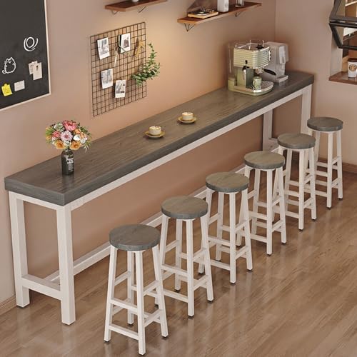 Mesa de bar, mesa de bar de desayuno, escritorio de cocina para espacios pequeños, marco de madera y metal, mesa auxiliar versátil para sala de estar y cocina