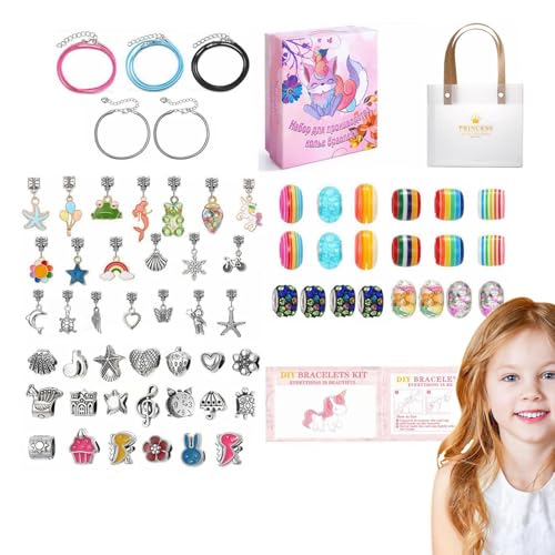 Schmuckherstellungsset, Armband-Set für Mädchen – tragbares Kit zur Herstellung von Schmuckarmbändern, Kunst- und Handwerksset für Kinder, Puzzle-Armband-Set, Pe-Set