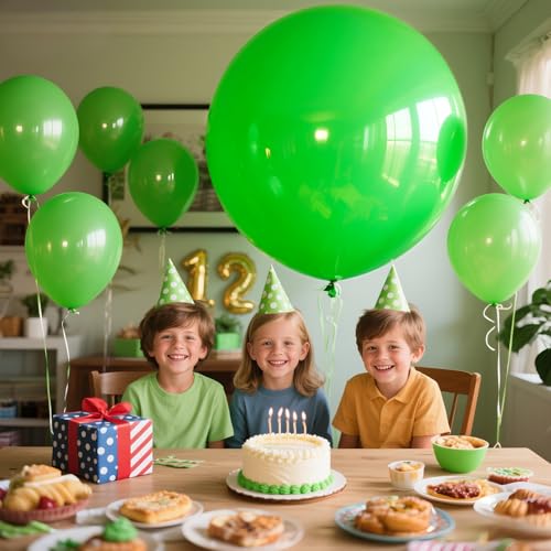 Image of Lime Green Balloons 9pcs 36 Inch Extra Large Big Jumbo Giant Neon Yellowish Light Green Latex Balloons for Graduation Halloween Summer Baby Showers Birthday Party Decorations