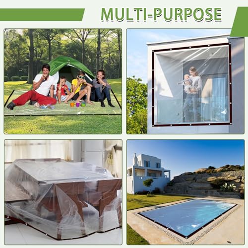 Lona transparente impermeable para evitar lluvia en terraza con borde negro 7