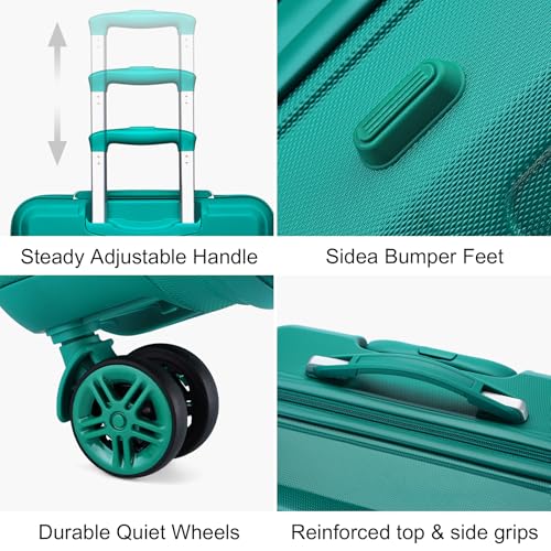 Kono 20'' Carry on Luggage Lightweight with Spinner Wheel TSA Lock Hardside Luggage Durable Small Carry on Suitcase Turquoise4