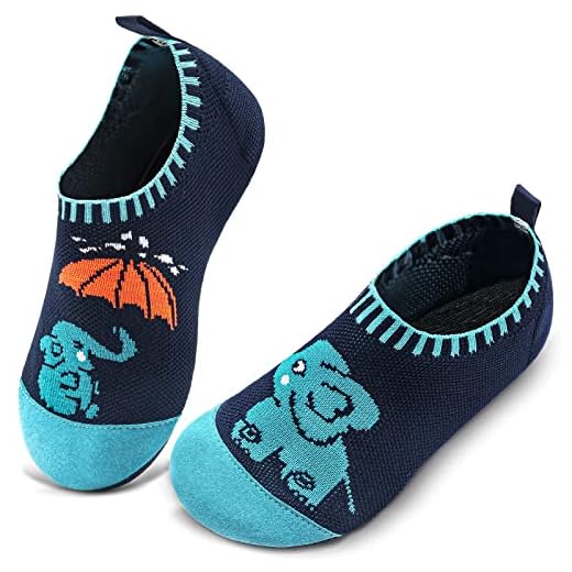 Zapatillas De Estar Por Casa Pantuflas Infantiles Antideslizante Kids Slipper Suave Tejido De Punto Calcetines Zapatos Unisex Niño(AB Elefantes,24/25 EU)