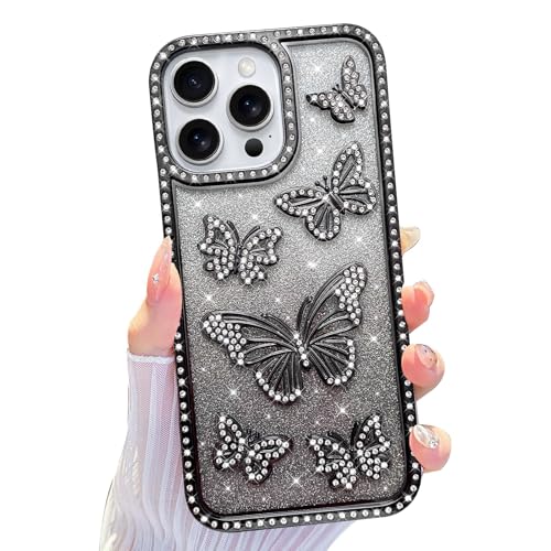 Coque iPhone 16 Pro Max motif papillon paillettes cadeau idéal strass antichoc femme
