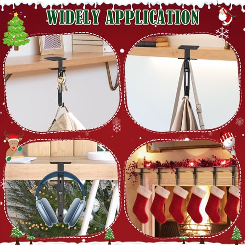 RGJ 6 Pack Christmas Fireplace Stocking and Garland Hanger, 2 in 1 Adjustable Mantle Garland Hanger, No Drill Stocking Holder Hanger for Mantle, Fits Mantles from 0.5" to 3.5" Thick by RGJ - Image 8