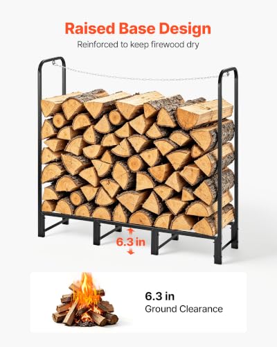 Image of VEVOR Firewood Rack 4ft 1 /4 Cord Heavy Duty Outdoor Wood Storage Holder