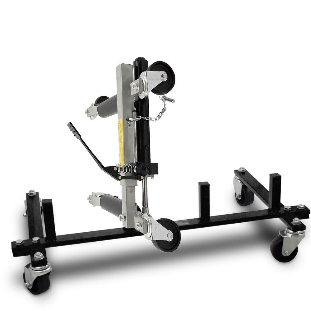 BITUXX 4 Stück PKW Rangierhilfe Rangierheber hydraulisch Wagenheber Auto Rangierroller Rangierheber belastbar bis 680 kg pro Rangierroller inklusive Transportständer