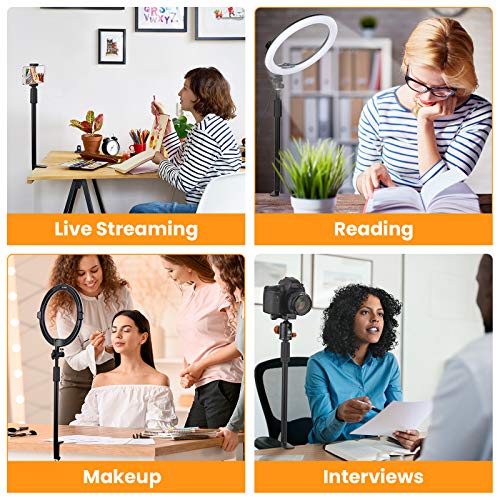 Tarion Desktop Light Stand With 1/4" 3/8" Screws For Ring Light Tabletop Mount L Shape Clip Stand Adjustable 14-25In/35-64Cm For Live Streaming Photograpghy Videograpghy Film Shooting Virtual Meetings #TOP5