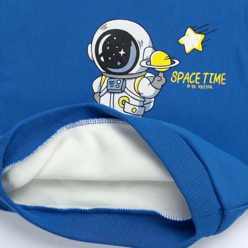 Image of Bold N Elegant Kids Fleece Lined Winter T-Shirt Jogger Set Warm Sweatshirt Pants | Stylish Astronaut Print Winter Co-ord Set for Infant Toddler Teedler Boys n Girls