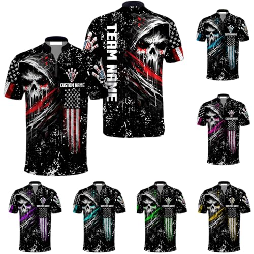 GABITA Personalized Bowling Jerseys for Men, Custom Bowling Polo Shirt, Bowlings Shirts Gift for Bowler Team Player