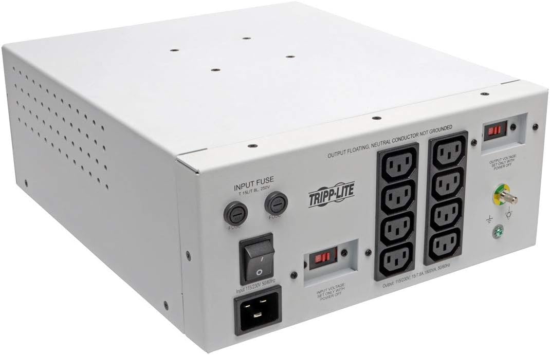 Tripp Lite Isolation Transformer Hospital Dual-Voltage 115/230V 1800W 8 C13