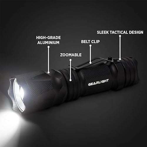 Miniatura 2 de GearLight Mini linterna LED M3 - 2 linternas tácticas brillantes y pequeñas con lúmenes altos y clip de bolsillo para campamento, uso al aire libre