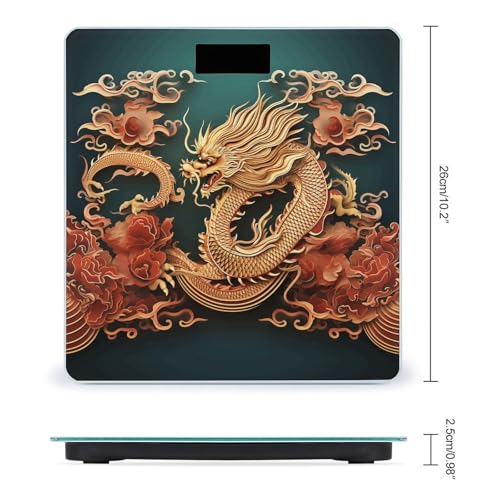 Báscula digital de baño diseño dragón fondo chino miniatura 2