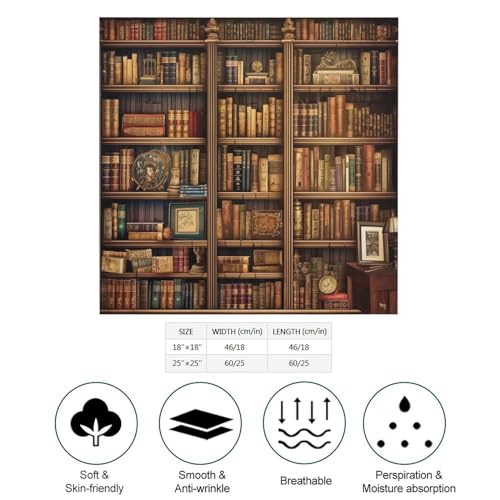 Imitation Silk Scarf Library Bookshelf Book Printed Women Small Square Scarf 25" X 25" Breathable Lightweight Neckerchief Headscarf Sleeping Hair Wrapping2