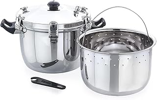 Express Stainless Steel Manual Rice Cooker with Steamer Basket for Gas and Induction, Cooks up to 1 KG Rice, Silver (1 KG)