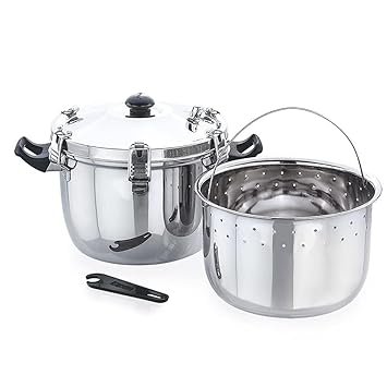Onions Expresso Stainless Steel Manual Rice Cooker with Steamer Basket for Gas and Induction, Cooks up to 1.5 Kg Rice, Silver (1.5 KG)