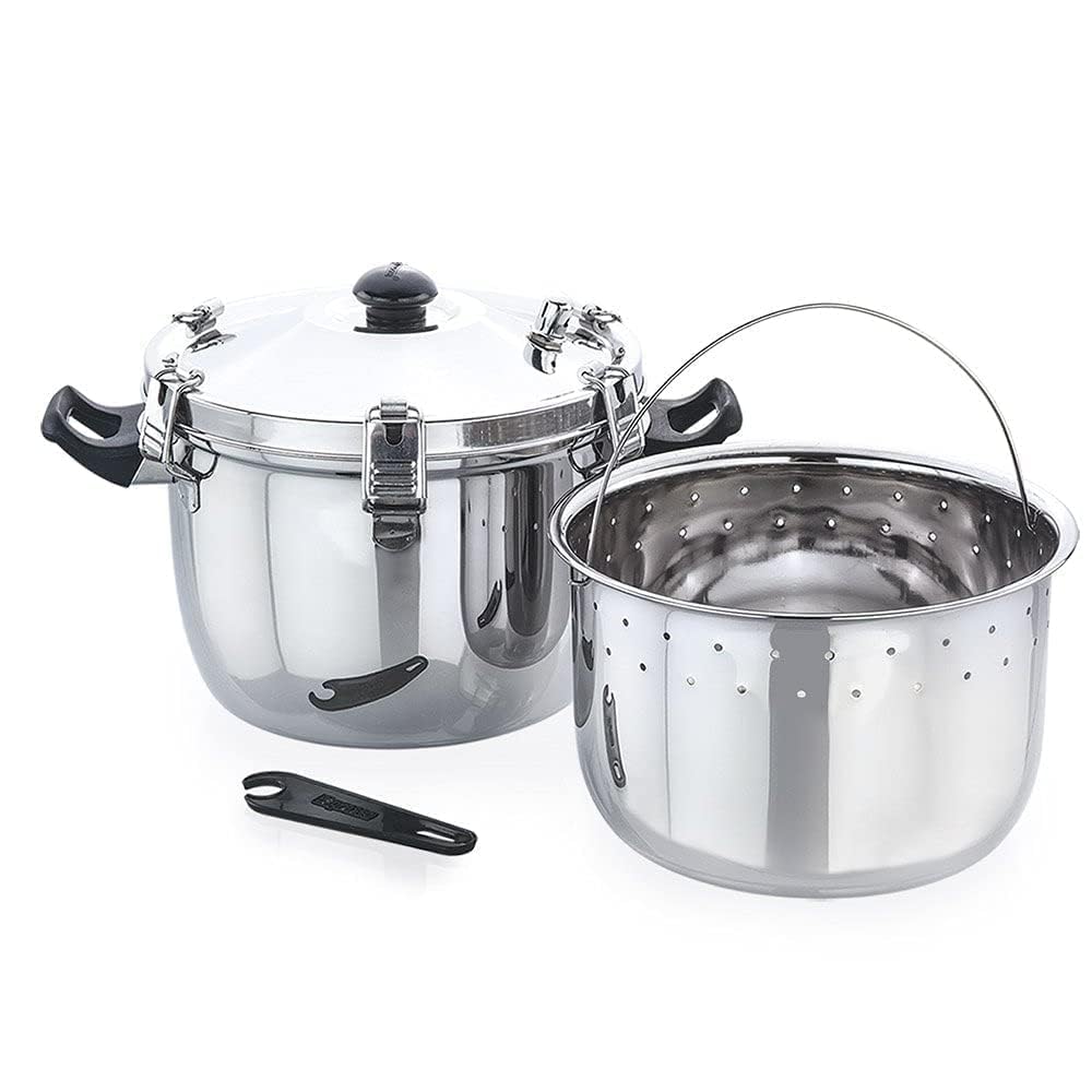 Expresso Stainless Steel Induction Friendly Steamer Rice Cooker Vessel Silver (1500 Gms, Silver Bottom)-image-49