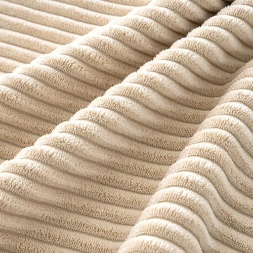Image of MIULEE Boho Farmhouse Throw Pillow Covers 20x20 Inch Set of 4 Mordern Nordic Cushion Covers Soft Corduroy Spring Home Decor for Couch Bed Sofa Living Room Beige