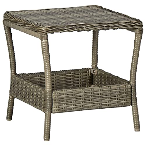 Owoxanthellate Gartentisch Braun 45x45x46,5 cm aus Poly Rattan mit Stahlrahmen Modernes Design Robust und Leicht für Balkon Camping und Outdoor Lounge