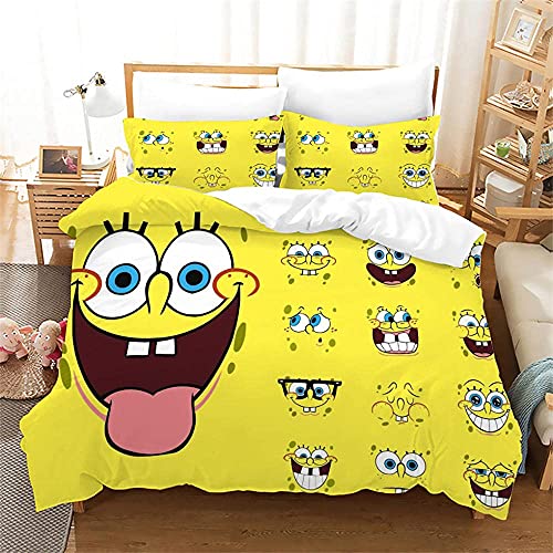 Shuixian 3D three-dimensional digital print wolf duvet cover double SpongeBob BeddingDouble(200x200 cm), 3 piece set 1 piece quilt cover + 2 piece matching pillowcase