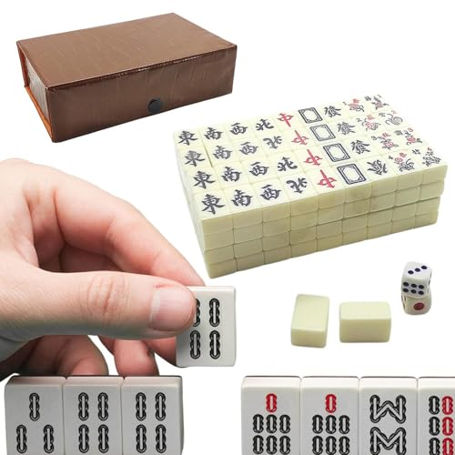 Jeu de Mahjong traditionnel de luxe avec 144 tuiles et sa boîte