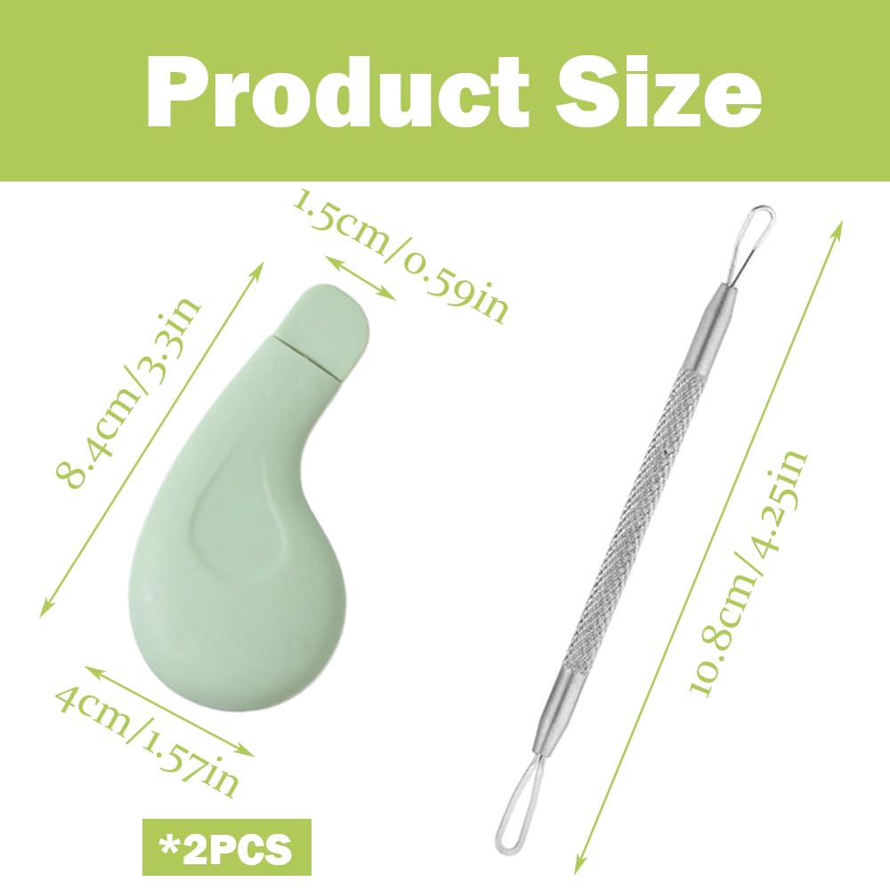 2 PCS Silicone Nose Blackhead Remover Professional Skin Pore Spatula Metal Pimple Popper with Dual Head for Removing Blemish Comedone Whiteheads - Image 2