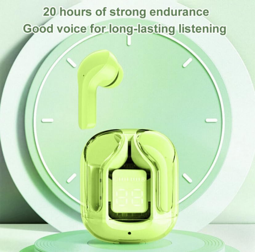 Image of Wireless Ear Bear Buds Wireless with 60H Playtime, Noise Isolation & Clear Calls, Bluetooth Earbuds with Voice Assistant, Bluetooth V 5.3 & with Type C Fast Charging 60H Playtime (Green)