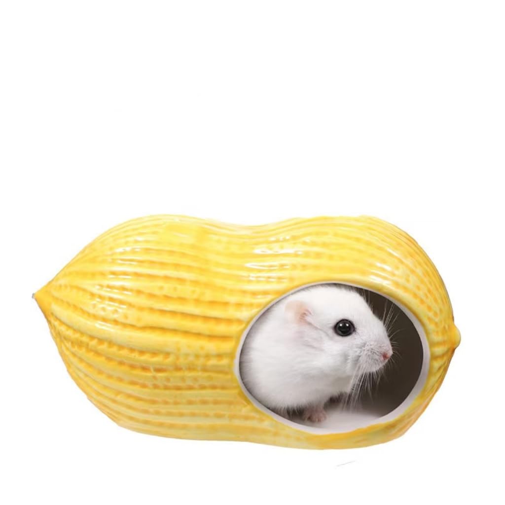 Ceramic Hamster Hideout，Peanut Hamster House and Habitat Small Animal Houses & Habitats Suitable All for Dwarf Hamsters, Gerbils, Mice, Guinea Pigs, and Other