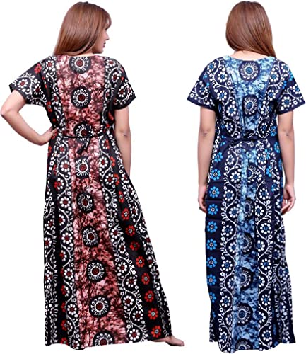 Image of Feeding Nighty in Fine Cotton 2 Side Zips for Feeding Purpose & Neck Buttons for Easy Wearing Soft Cotton Maternity Nighty for Women Feeding Combo Feeding Nighty for Women Cotton Combo of 2Pcs