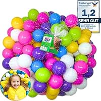 EKNA Spielbälle Ø 5,5cm - Bällebad Bälle 200 Stück - Bunte Auswahl für Bällebad-Pool - Plastikbälle Baby-Bälle Farben Hellgrün Hellblau Gelb Rosa Weiß Lila