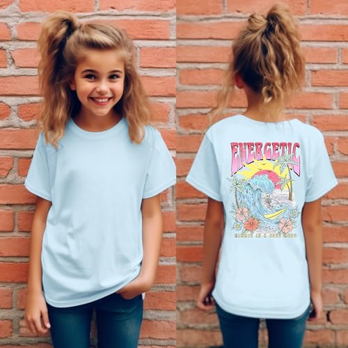 Cute Letter Shirts for Girls Beach Graphic Tee Preppy Shirt Kids Summer Cotton Short Sleeve T Shirt Vacation Tops2