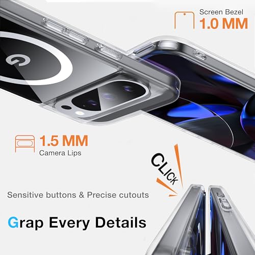Image of for Google Pixel 9 Pro XL Case with MagSafe[Adjustable Kickstand][Charge While Standing][Military Shockproof][Anti-Yellowing] Transparent Soft Silicone Bumper Pixel 9 Pro XL Phone Case,Clear