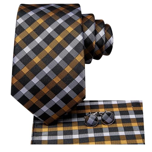Image of Hi-Tie Men's Tie Sets Silk Paisley Striped Necktie Pocket Square Cuff-links Sets Wedding Business Holiday